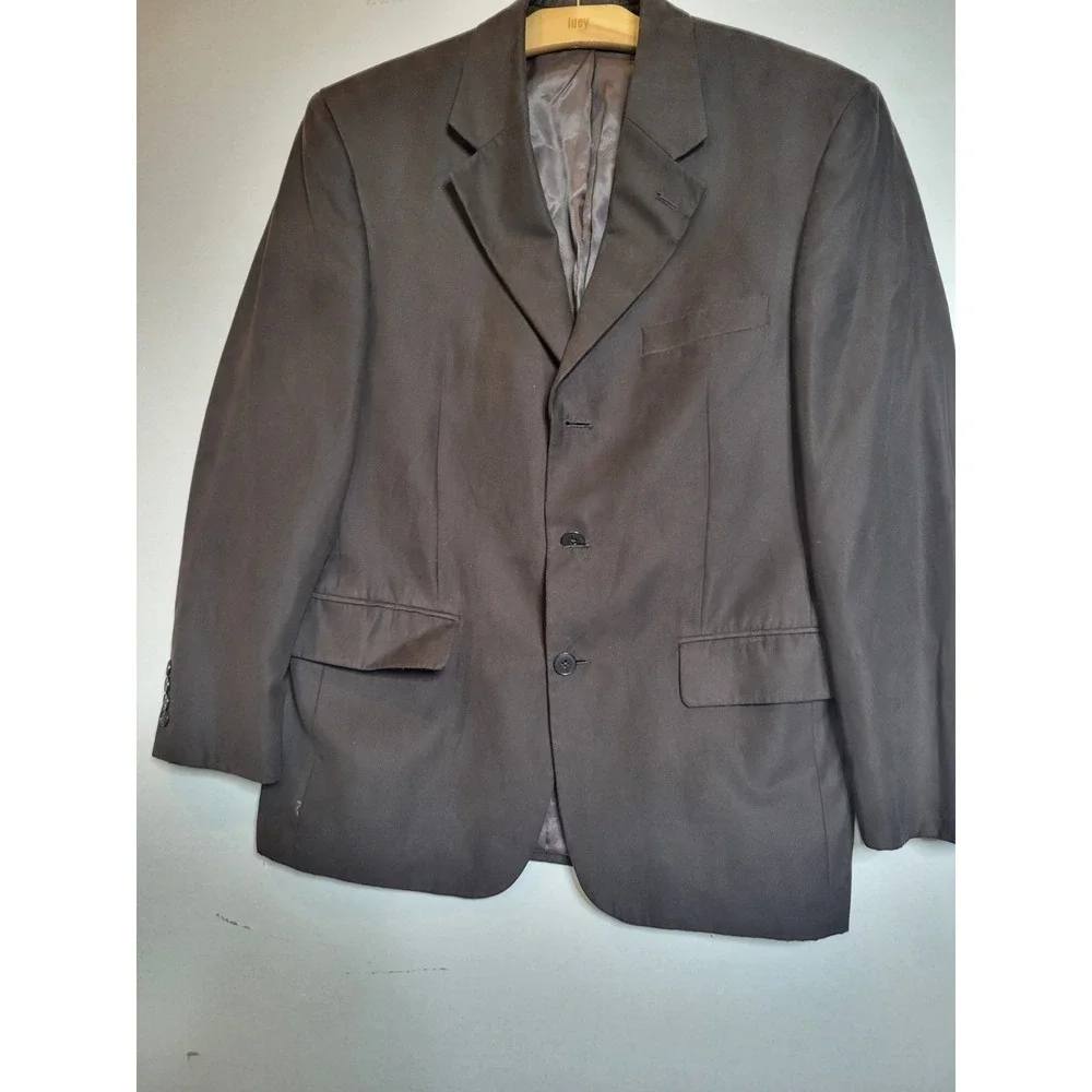 MACY'S ALFANI Mens 46R Suit Jacket Blazer Sport Coat GRAY 100% Wool 1312